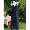 image:imageMakeMeChic Womens 2 Piece Summer Outfits Sleeveless Tie Front Cami Crop Top and Drawstring Pants Matching SetBlue