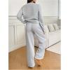 image:imageMakeMeChic Womens 2 Piece Sweatsuits Long Sleeve V Neck Sweatshirt and Jogger Pants Casual Matching SetsGrey