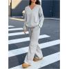 image:imageMakeMeChic Womens 2 Piece Sweatsuits Long Sleeve V Neck Sweatshirt and Jogger Pants Casual Matching SetsGrey