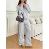 image:imageMakeMeChic Womens 2 Piece Sweatsuits Long Sleeve V Neck Sweatshirt and Jogger Pants Casual Matching SetsGrey