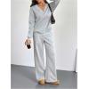 image:imageMakeMeChic Womens 2 Piece Sweatsuits Long Sleeve V Neck Sweatshirt and Jogger Pants Casual Matching SetsGrey