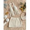 image:imageMakeMeChic Womens 2 Piece Y2k Outfits Backless Halter Crop Tops and Bodycon Skirt SetBeige