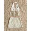 image:imageMakeMeChic Womens 2 Piece Y2k Outfits Backless Halter Crop Tops and Bodycon Skirt SetBeige