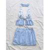 image:imageMakeMeChic Womens 2 Piece Y2k Outfits Backless Halter Crop Tops and Bodycon Skirt SetBlue and White