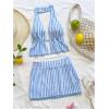 image:imageMakeMeChic Womens 2 Piece Y2k Outfits Backless Halter Crop Tops and Bodycon Skirt SetBlue and White