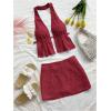 image:imageMakeMeChic Womens 2 Piece Y2k Outfits Backless Halter Crop Tops and Bodycon Skirt SetBurgundy