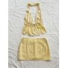 image:imageMakeMeChic Womens 2 Piece Y2k Outfits Backless Halter Crop Tops and Bodycon Skirt SetYellow