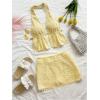 image:imageMakeMeChic Womens 2 Piece Y2k Outfits Backless Halter Crop Tops and Bodycon Skirt SetYellow