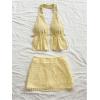 image:imageMakeMeChic Womens 2 Piece Y2k Outfits Backless Halter Crop Tops and Bodycon Skirt SetYellow