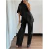 image:imageMakeMeChic Womens Asymmetrical Set 2 Piece Striped One Shoulder Pants Set Elegant Work SuitBlack