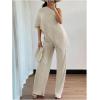 image:imageMakeMeChic Womens Asymmetrical Set 2 Piece Striped One Shoulder Pants Set Elegant Work SuitChampagne