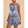 image:imageMakeMeChic Womens Beach Vacation Outfits Summer Two Piece Set Tropical Tank Tops and Shorts Boho SetsBlue and White