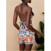 image:imageMakeMeChic Womens Boho 2 Piece Outfit Halter Backless Crop Tops and Wrap Skirt Skorts Travel Vacation Summer SetBlue
