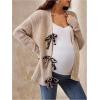 image:imageMakeMeChic Womens Fall Maternity Clothes Cheetah Print Long Sleeve V Neck Pregnancy Cardigan SweaterKhaki