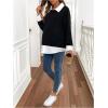 image:imageMakeMeChic Womens Fall Maternity Sweatshirt Long Sleeve Collared 2 in 1 Pregnancy Pullovers TopsBlack
