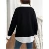 image:imageMakeMeChic Womens Fall Maternity Sweatshirt Long Sleeve Collared 2 in 1 Pregnancy Pullovers TopsBlack