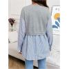 image:imageMakeMeChic Womens Going Out Striped Maternity T Shirt Crew Neck Long Sleeve Pregnancy TopsMulticolor