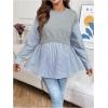 image:imageMakeMeChic Womens Going Out Striped Maternity T Shirt Crew Neck Long Sleeve Pregnancy TopsMulticolor