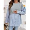 image:imageMakeMeChic Womens Going Out Striped Maternity T Shirt Crew Neck Long Sleeve Pregnancy TopsMulticolor