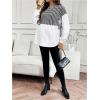 image:imageMakeMeChic Womens Houndstooth Print Maternity Blouse Crew Neck Long Sleeve Spring Pregnancy TopsBlack and White