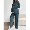 image:imageMakeMeChic Womens Maternity 2 Piece Outfits Lounge Set Ribbed Knit Long Sleeve Hoodie and Pants Pregnancy SetBlue