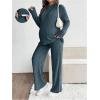 image:imageMakeMeChic Womens Maternity 2 Piece Outfits Lounge Set Ribbed Knit Long Sleeve Hoodie and Pants Pregnancy SetBlue