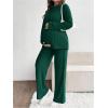 image:imageMakeMeChic Womens Maternity 2 Piece Outfits Lounge Set Ribbed Knit Long Sleeve Hoodie and Pants Pregnancy SetDark Green Solid