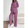 image:imageMakeMeChic Womens Maternity 2 Piece Outfits Lounge Set Ribbed Knit Long Sleeve Hoodie and Pants Pregnancy SetDark Pink