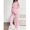 image:imageMakeMeChic Womens Maternity 2 Piece Outfits Lounge Set Ribbed Knit Long Sleeve Hoodie and Pants Pregnancy SetLight Pink