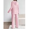image:imageMakeMeChic Womens Maternity 2 Piece Outfits Lounge Set Ribbed Knit Long Sleeve Hoodie and Pants Pregnancy SetLight Pink