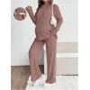 image:imageMakeMeChic Womens Maternity 2 Piece Outfits Lounge Set Ribbed Knit Long Sleeve Hoodie and Pants Pregnancy SetPink
