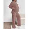 image:imageMakeMeChic Womens Maternity 2 Piece Outfits Lounge Set Ribbed Knit Long Sleeve Hoodie and Pants Pregnancy SetPink