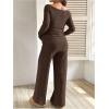 image:imageMakeMeChic Womens Maternity 2 Piece Outfits Off The Shoulder Tops and Wide Leg Pants Pregnancy SetCoffee Brown