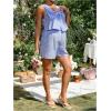 image:imageMakeMeChic Womens Maternity 2 Piece Outfits Plaid Print Summer Sleeveless Bow Knot Front Tank Tops and Shorts Set Blue and White Medium