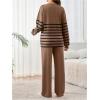 image:imageMakeMeChic Womens Maternity 2 Piece Outfits Spring Striped Long Sleeve Tops and Pants Set Casual Pregnancy LoungewearBrown