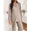 image:imageMakeMeChic Womens Maternity 2 Piece Pajama Set Button Down Long Sleeve Tops and Pants SleepwearKhaki