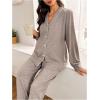 image:imageMakeMeChic Womens Maternity 2 Piece Pajama Set Button Down Long Sleeve Tops and Pants SleepwearKhaki