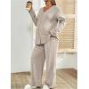 image:imageMakeMeChic Womens Maternity 2 Piece Pajama Sets Button Down Shirt Pants Lounge Set Fall ClothesKhaki