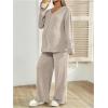 image:imageMakeMeChic Womens Maternity 2 Piece Pajama Sets Button Down Shirt Pants Lounge Set Fall ClothesKhaki