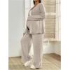 image:imageMakeMeChic Womens Maternity 2 Piece Pajama Sets Button Down Shirt Pants Lounge Set Fall ClothesKhaki