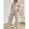 image:imageMakeMeChic Womens Maternity 2 Piece Pajama Sets Button Down Shirt Pants Lounge Set Fall ClothesKhaki