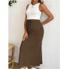 image:imageMakeMeChic Womens Maternity 2 Piece Sets Crew Neck Sleeveless Tank Tops and Midi Skirts Ribbed Knit OutfitsBrown