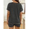 image:imageMakeMeChic Womens Maternity 2 Piece Summer Outfits Striped Crew Neck Short Sleeve Tee and Shorts Pregnancy SetsBlack