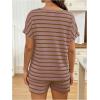 image:imageMakeMeChic Womens Maternity 2 Piece Summer Outfits Striped Crew Neck Short Sleeve Tee and Shorts Pregnancy SetsPink
