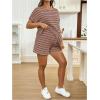 image:imageMakeMeChic Womens Maternity 2 Piece Summer Outfits Striped Crew Neck Short Sleeve Tee and Shorts Pregnancy SetsPink