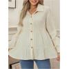 image:imageMakeMeChic Womens Maternity Blouse Button Down Ruffle Long Sleeve Pregnancy ShirtApricot