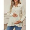 image:imageMakeMeChic Womens Maternity Blouse Button Down Ruffle Long Sleeve Pregnancy ShirtApricot