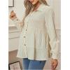 image:imageMakeMeChic Womens Maternity Blouse Button Down Ruffle Long Sleeve Pregnancy ShirtApricot