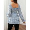 image:imageMakeMeChic Womens Maternity Blouse Floral Square Neck Ruffle Sleeve Shirts Peplum Shirred Business Office Work TopsBlue