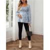 image:imageMakeMeChic Womens Maternity Blouse Floral Square Neck Ruffle Sleeve Shirts Peplum Shirred Business Office Work TopsBlue